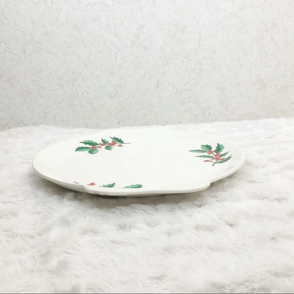Vintage Harmony House Salem China Holly Berry Cake Plate Server Christmas